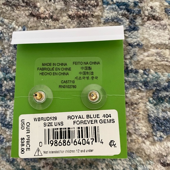 Kate Spade Blue and Gold Stud Earrings NWT - Picture 2 of 6